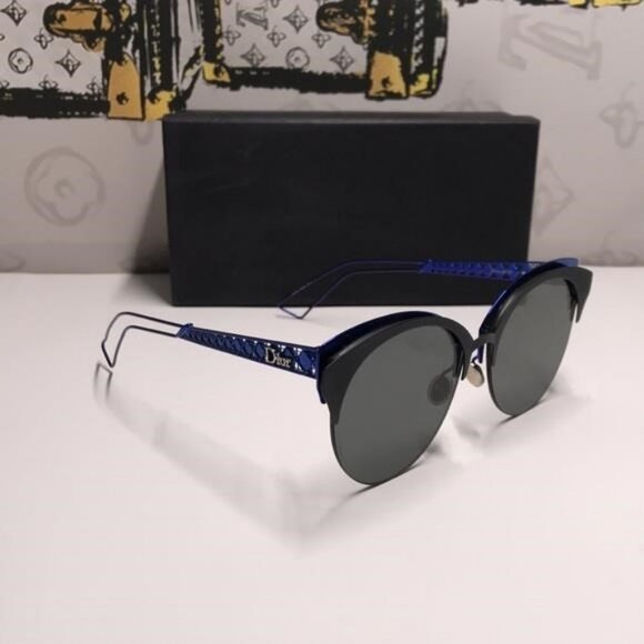 New Authentic CHRISTIAN DIOR Metal DioramaClub Sunglasses – Black & Blue - Picture 9 of 13